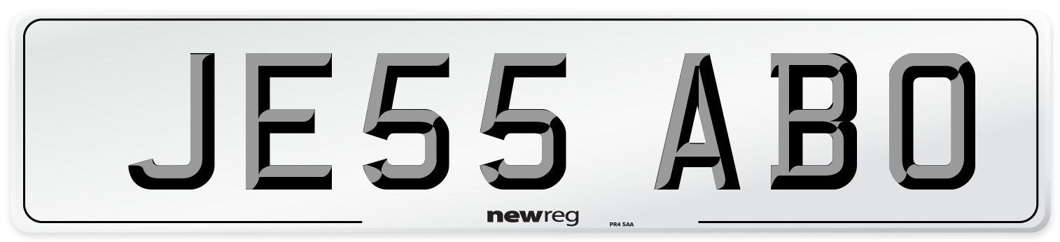 JE55 ABO Number Plate from New Reg